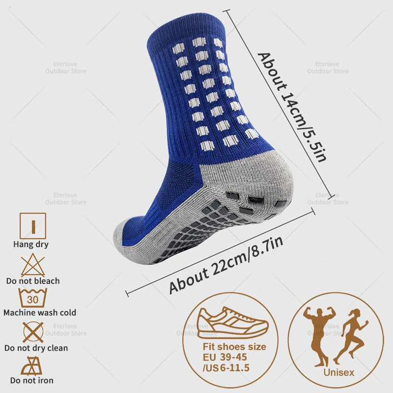 (image for) 1 Pair Men's Anti-Slip Sport Socks Football Soccer Basketball Tennis Outdoor Grip Cycling Riding Comfortable Non-Slip Design