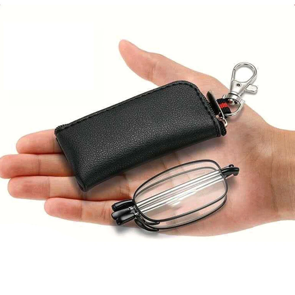 (image for) Portable Folding Reading Glasses with Buckle Storage Bag HD Anti-Blue Light Anti-Radiation Glasses Presbyopic Glasses for Women Men